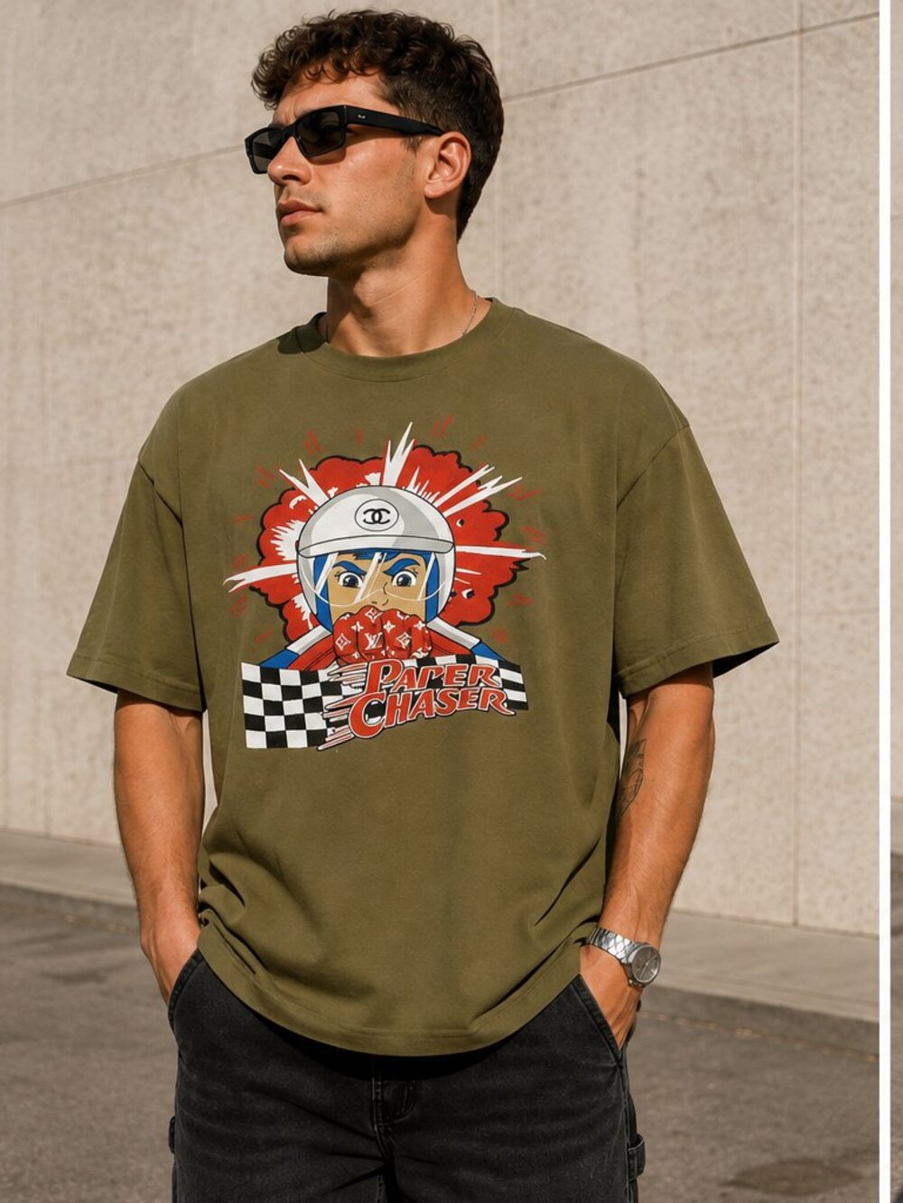 Survival Paper Chaser Graphic T-Shirt Men’s XXL Olive Green 100% Cotton